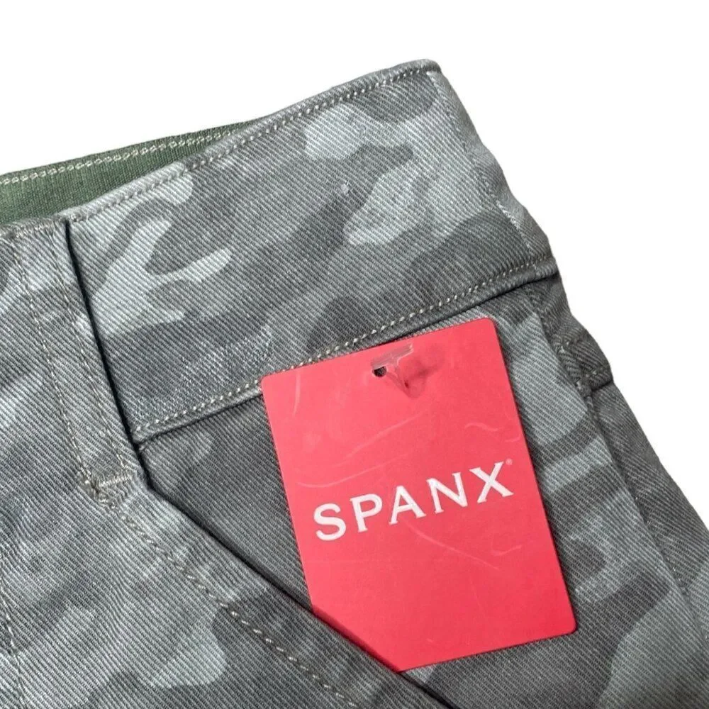 NWT Spanx Stretch Twill Ankle Cargo Pants Stonewashed Camo Small